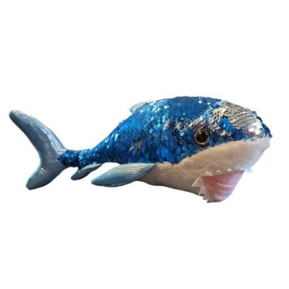 Animal Planet Flip Sequin Shark Plush Stuffed Animal Blue Silver